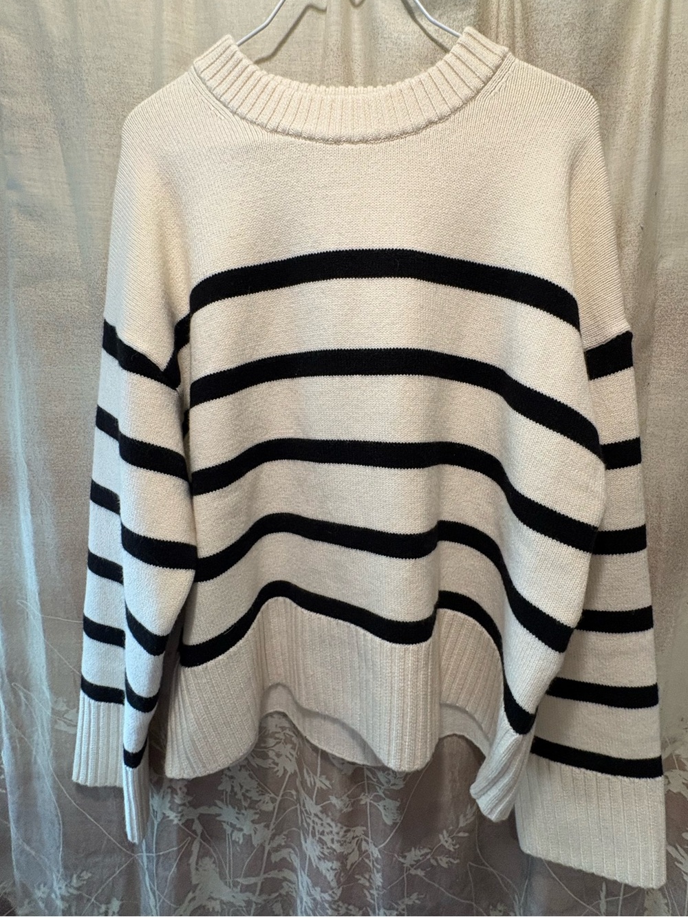 H&M Cream and Black Striped Scoop-Neck Sweater